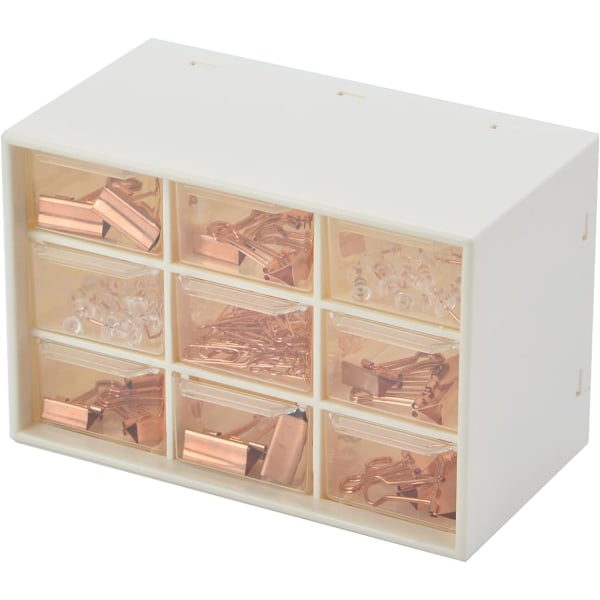 9 avtagbara lådor Desktop Organizer Plast Skrivbord Förvaring Smycken Organizer Box