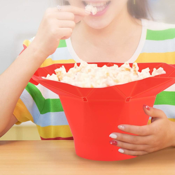 Popcorn-skål, bärbar hopfällbar mikrovågsugn popcorn-skål värmebeständig silikon popcorn-maskin DIY hem kök verktyg