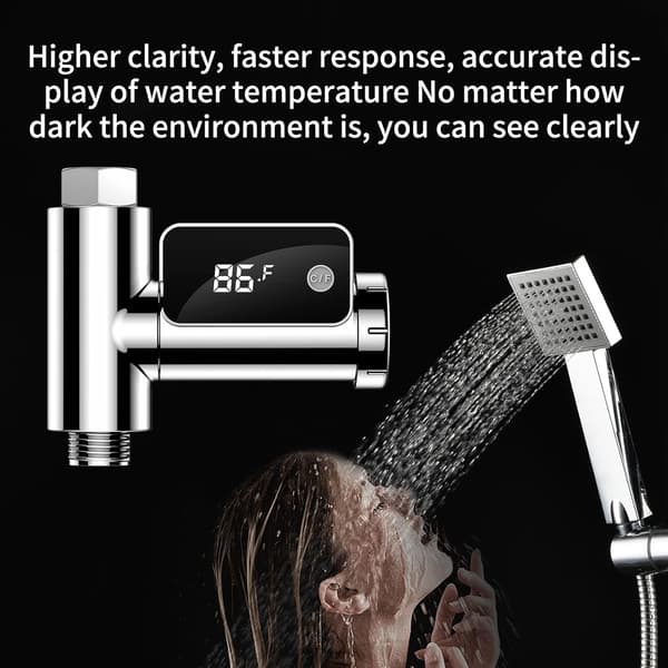 Digital Duschtermometer Flödeskrafttermometer Roterbar LED-display Duschvattentemperaturmonitor