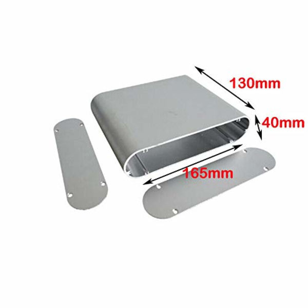 DIY Aluminium Projektbox, Elektronisk Kapsling Instrumentlåda för Strömaggregat(40x165x130mm-Silver) 40x165x130mm