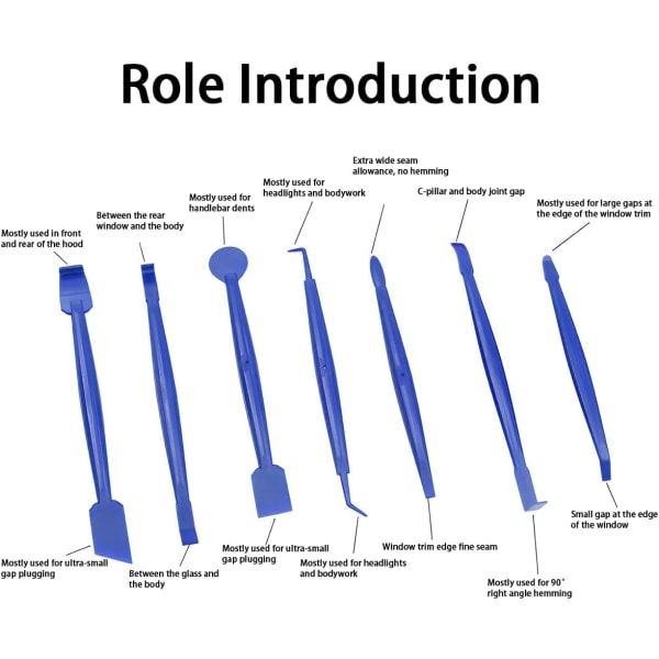 Vinylomslagsverktygssats, 7-delad fönsterfilmtoningsskrapa, installationsverktyg för fordonsomslag och dekaler (blå) blue