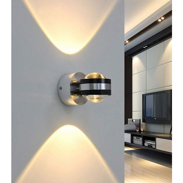 6W LED-vägglampa upp och ner - Inomhus effekt vägglampa aluminium armatur belysning för hall sovrum sängbord [varmvit] Warm White