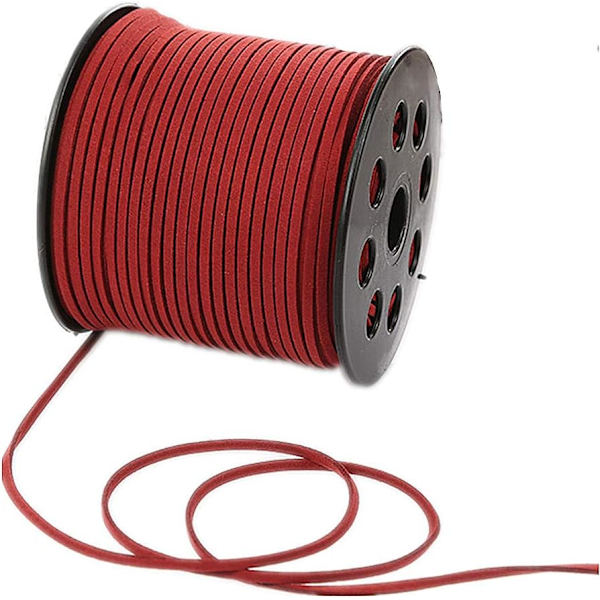 91 meter konstgjord mocka snöre mjuk pärlning tråd sammet band för armband (Burgundy) wine red