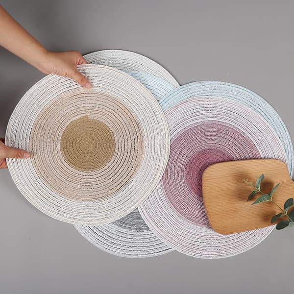 4 st runda placemats grå