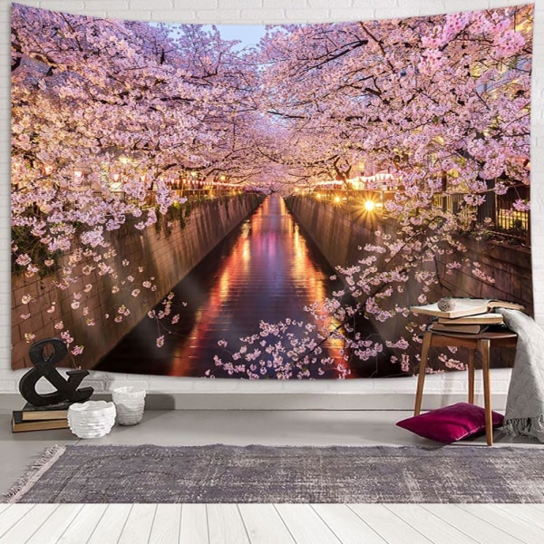 Sakura Gobeläng, 60\" X 40\" Sakura Vägggobeläng, Romantisk Blomträd Gobeläng Sovrum Vardagsrum Sovsal Heminredning Rum