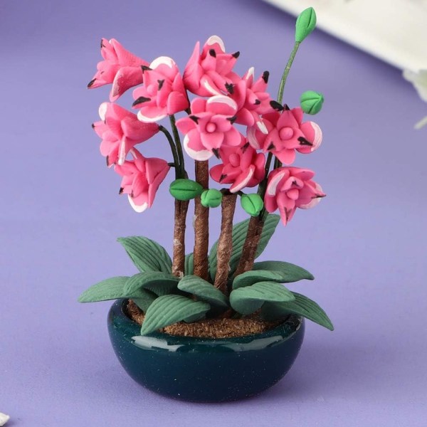 Mini blomma fe trädgård mini växt simulering ros krukväxt mini bonsai modell dockhus