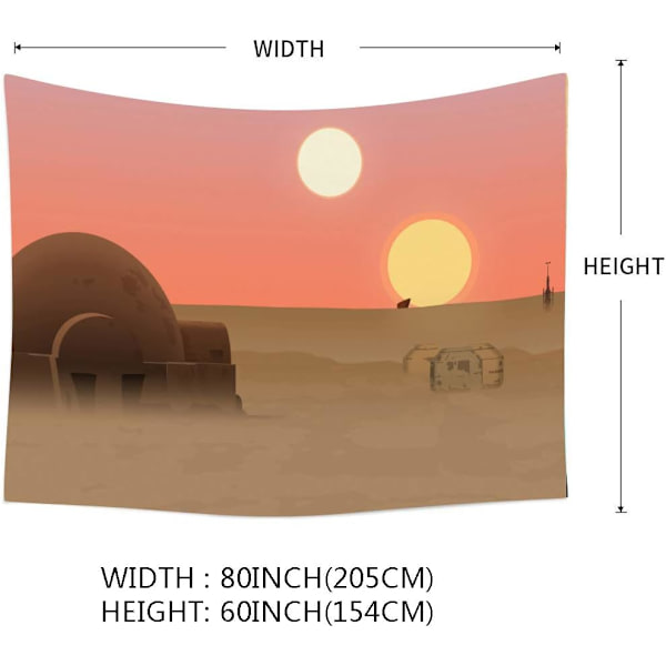 Suns Planet Gobeläng, 80x60 tum, Öken Globus Tatooine Väggbonad Gobelänger för Vardagsrum Sovrum Heminredning