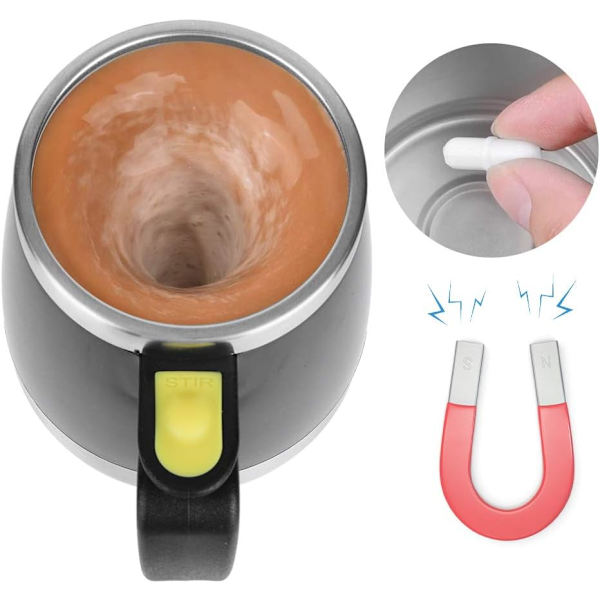 Rostfritt stål automatisk blandningskopp bärbar elektrisk självomrörande mjölkkaffemugg（500ML）