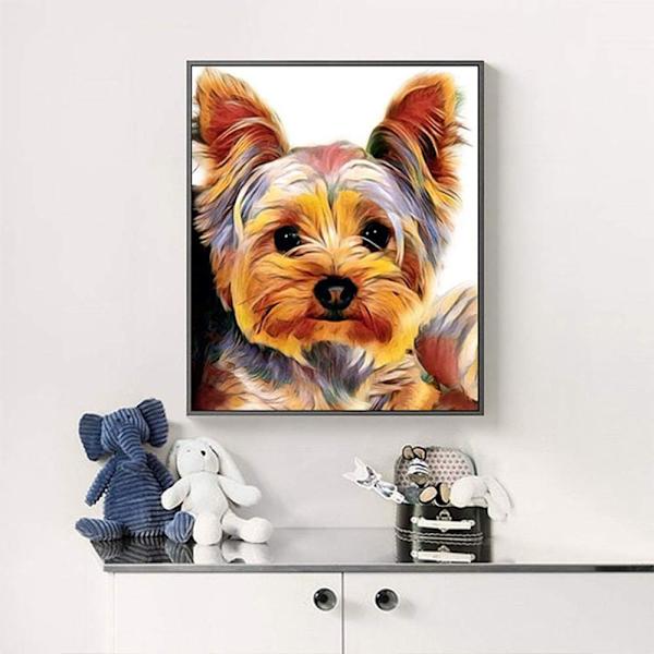 Diamantmålningssats för vuxna nybörjare Diamantkonst Yorkie Hundar Hund DIY Full Drill Djurset för heminredning, 30*40cm