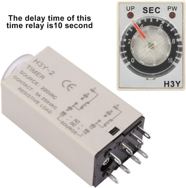 AC 220V H3Y-2 Fördröjningstimer Tidsrelä Solid State Timer 0-10 Sekunder