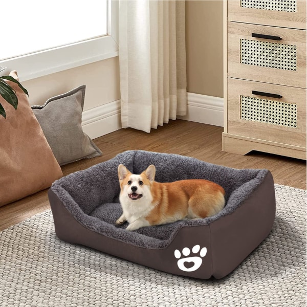 Säng för hunddjur och hundleksak, varm och bekväm säng för husdjur, supermjuka husdjur(grå M) l