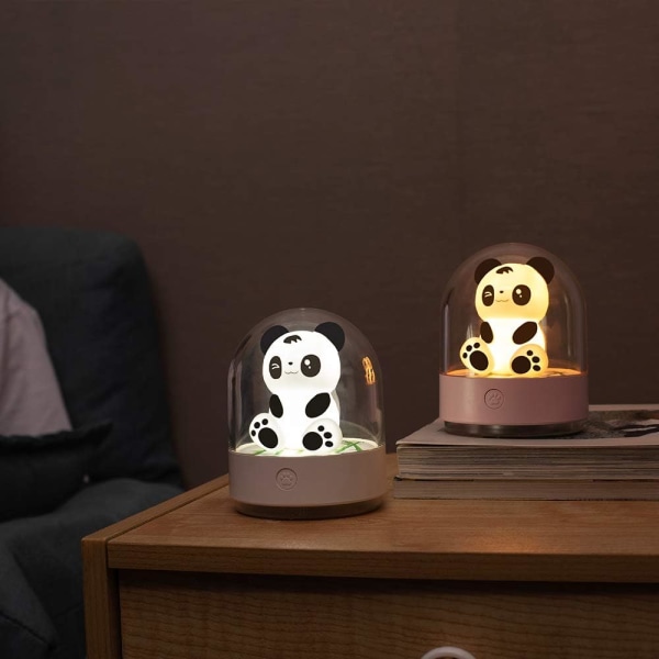 Uppladdningsbar led nattlampa, söt Panda färgglad doftlampa, USB laddningsnattlampa för barnrum, sovrum, dekoration av vardagsrum (rosa)