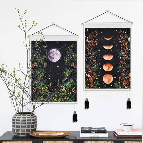 Moonlight Garden Gobeläng Blomsterranka Växt Gobeläng för Sovrum Vardagsrum 35 x 50 cm 2-pack