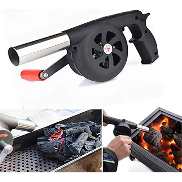 BBQ-fläkt luftblåsare, handhållen manuell bentilator bälg för grill utomhus camping picknick grill handvev luftblåsare