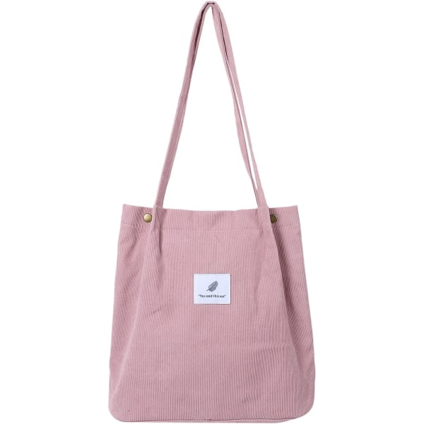 Dam Corduroy Stor Kapacitet Casual Axelväska Polyester Shoppingväska (Lila) Purple