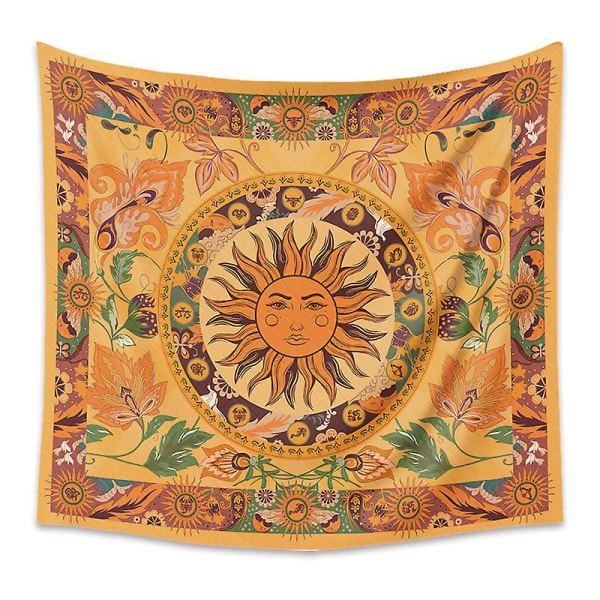 Burning Sun Tapestry, Orange Spring Flowers Tapestry Vintage Flowers Vines (150x130cm) 130*150cm