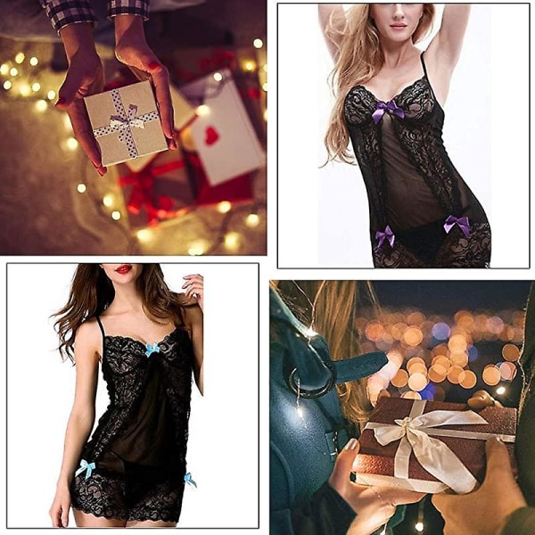 Pyjamas Semitransparent Ärmlös Sexig Babydoll Blommig Spets Mesh Nattkläder (Lila, 3-XL) Purple xxxl