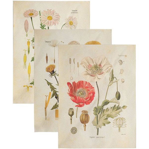 3 st blommor gobeläng väggdekoration vildblomma växt blommig gobeläng diagram liten gobeläng för sovrum vardagsrum