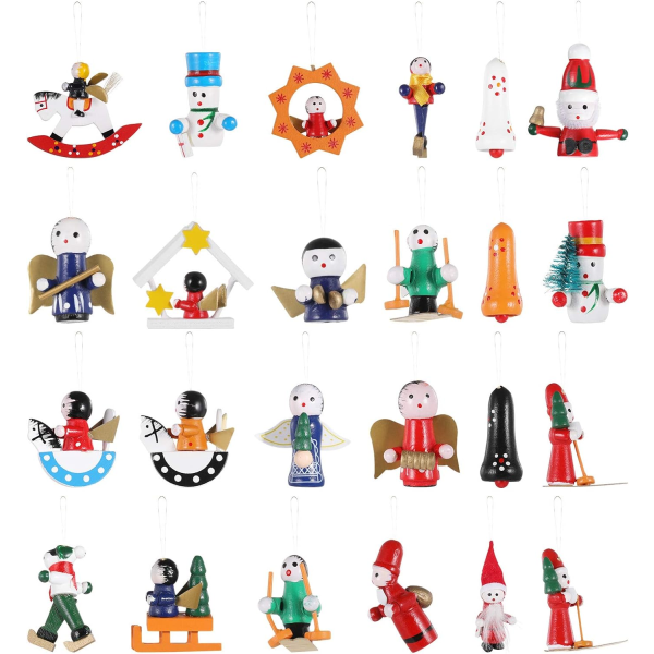 24 st Julträdekorationer Handgjorda tillverkade miniatyr julgransfestdekorationer