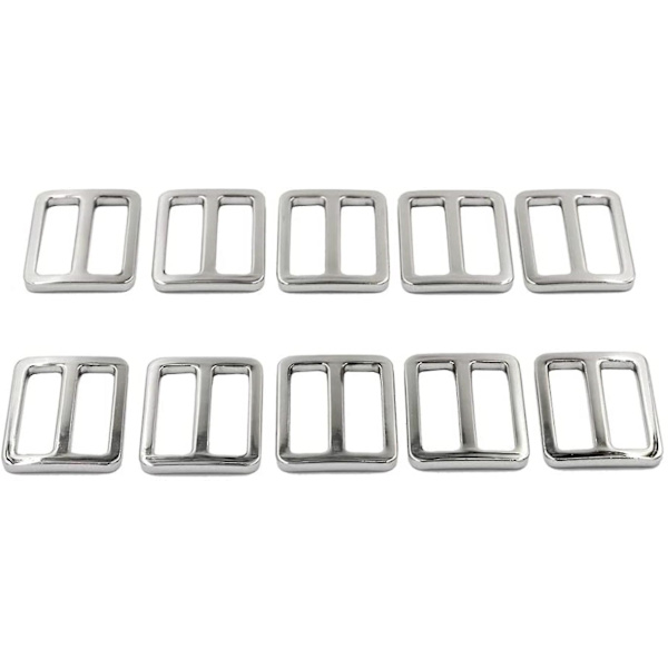 Spänne i platt tråd av zinklegering, 1 tum, justerbart spänne, 10 stycken (silver) Silver