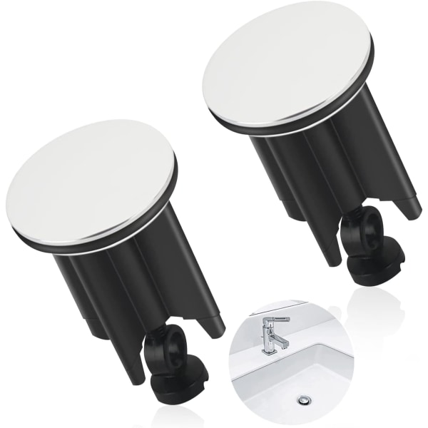 Pop-up-avloppsfilter 40 mm, 2-pack, universellt avloppsfilter, avtappningsplugg, justerbara badrumspluggar