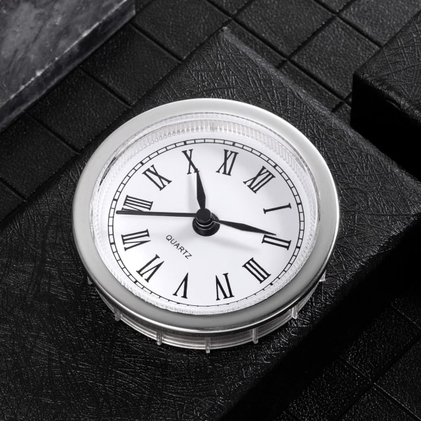 2,4 tum (61 mm) Quartz Clock Fit-up/Insats med romerska siffror, Quartz Movement, Silver Silver