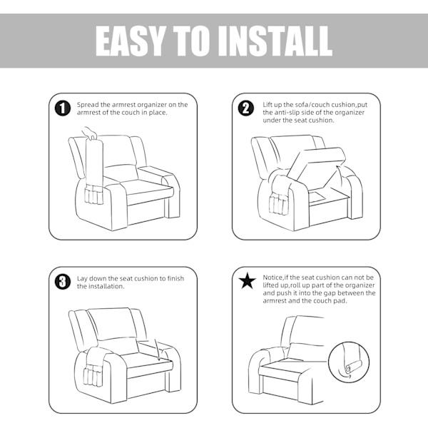 Soffa Armstödsskydd, Anti-Slip Huvudstödsöverdrag Förlängd Soffa Armstöd Förvaringsorganisatör med Fickor Quiltad Möbelskydd (Taupe, 1 Säte, 3 Stycken)