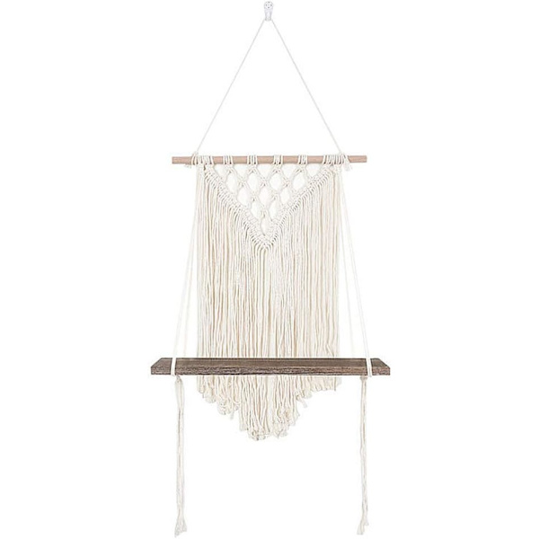 Macrame vägg hängande hylla Boho vävd gobeläng flytande brun