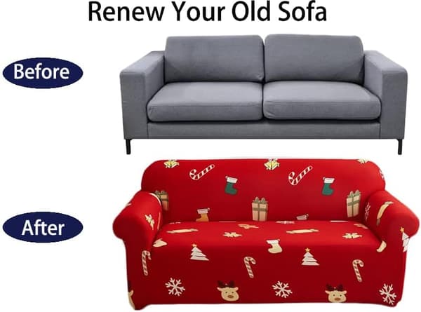 Sofföverdrag 2-sits Soffa Överdrag Polyester Möbelskydd Överdrag, Jul Dekor, 140-180cm, Röd