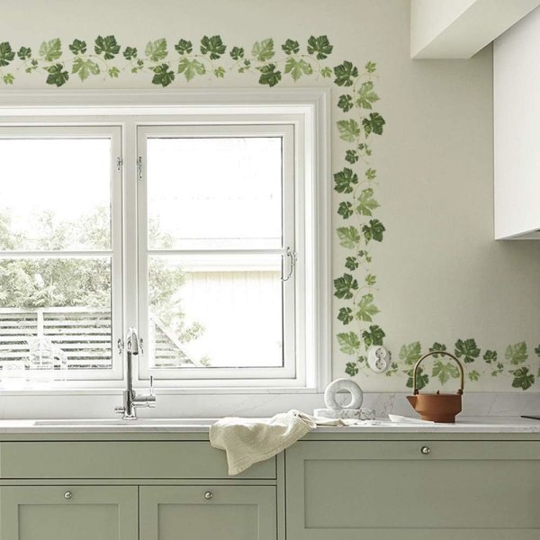 240 cm väggdekor, återanvändbara växtdekor, naturväggdekoration för kök