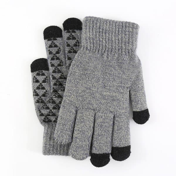 Utomhuscykelhandskar med touch screen, stickade varma handskar vinterhandskar grå/svart (XL)