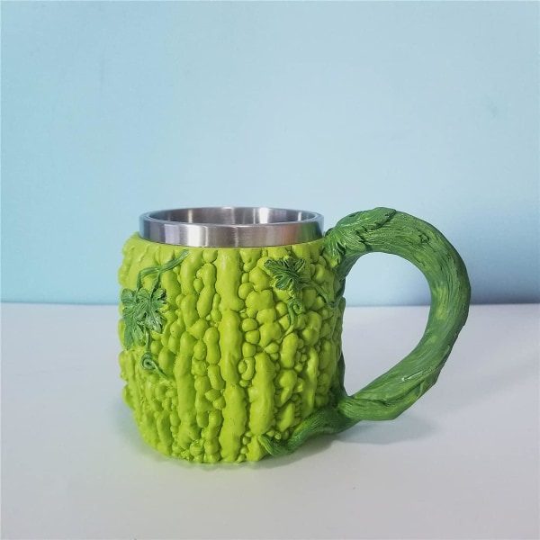 Frukt- och grönsaksmugg i rostfritt stål, tekopp för barnfest, bittergurkamugg - 450 ml color 3