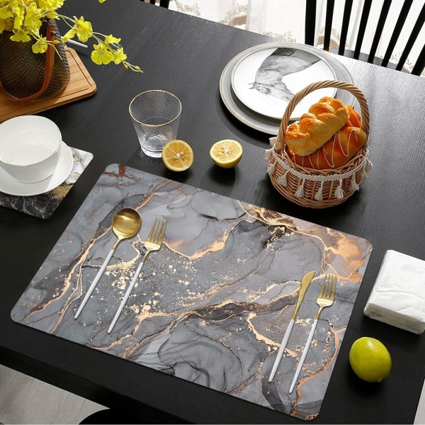 Bordstabletter och glasunderlägg Set med 4, värmebeständiga vattentäta halkfria kork bordstabletter Bordsunderlägg-flytande grå