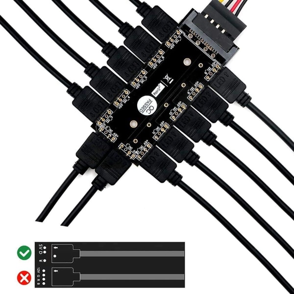 Argb Hub, CTRICALVER 1 till 11 portar ARGB HUB 5V 3Pin RGB Splitter Hub med SATA/IDE-port (2 st)