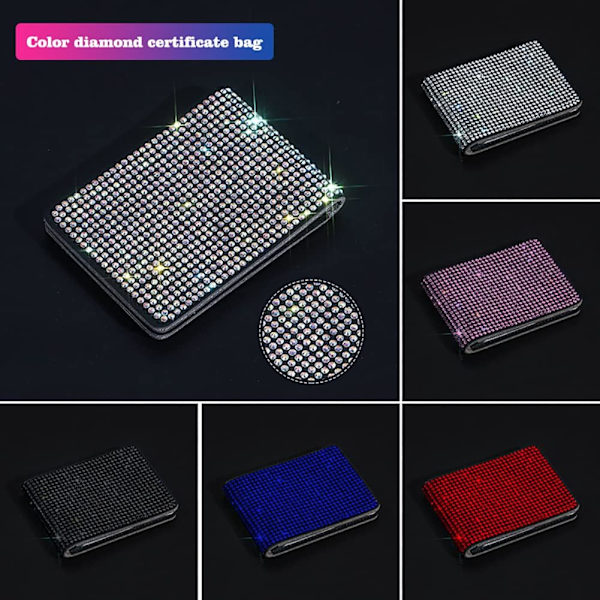 Bling Rhinestone ID-fordonsregistreringskortshållare Kreditkortshållare（Svart） Black
