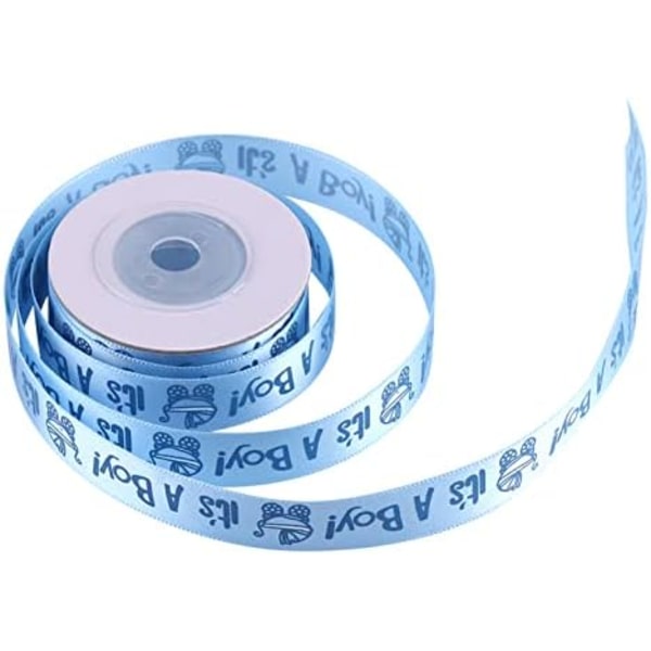 10 meter/rulle DET ÄR EN POJKE/Flicka Blå Rosa Band Satinrullar för Babyshower Dopfest Present (Blå) blue