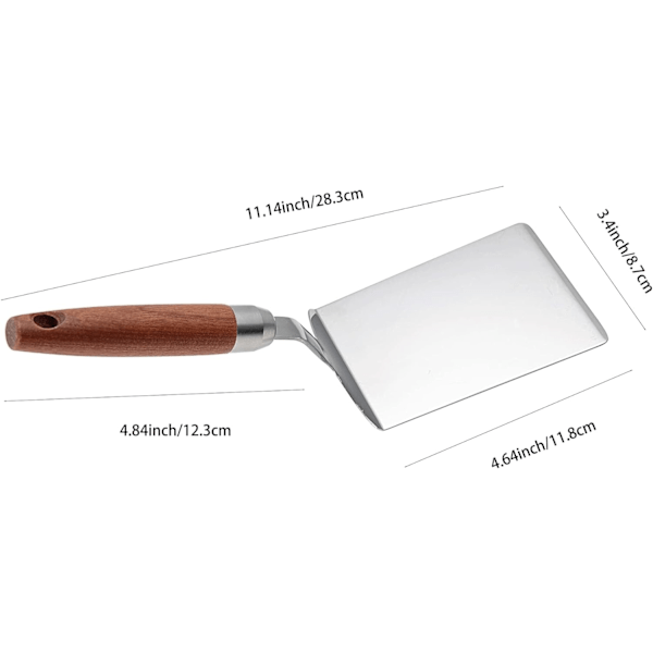 Metallspatel 11-tums stekspade Solid rostfritt stål vändspatel med trähandtag