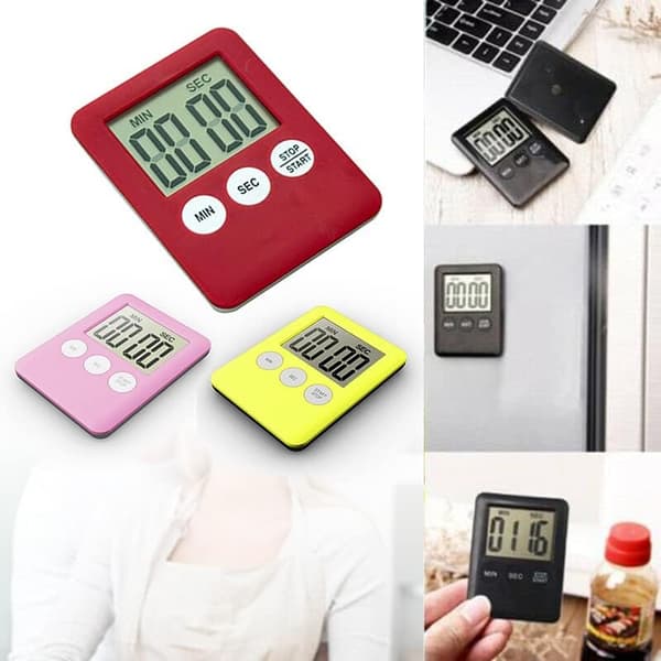 Digital kökstimer, magnetisk timer för matlagning, kökstimer magnetisk, stor LCD-skärm (rosa) Pink