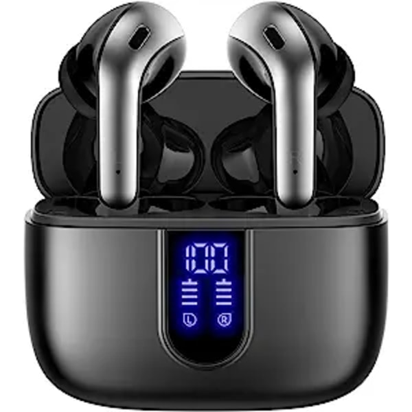 Bluetooth Headset Power Headset med trådlös case IPX5 Vattentäta  öronproppar med mikrofon för TV, smartphone, dator Black de55 | Black |  Fyndiq