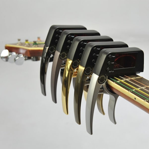 Digital gitarrstämmare och capo specialistverktyg 2 i 1 för gitarr bas ukulele banjo fiol mandolin kromatisk
