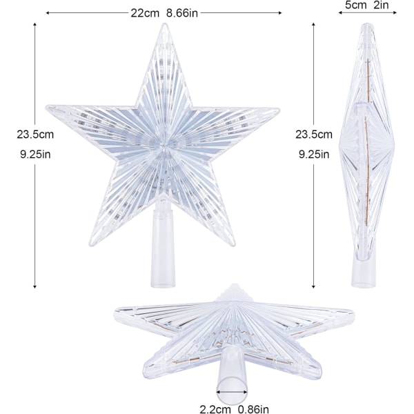 Julgransstjärna, 8,7 tum, stjärna med skiftande ljus, julgransdekoration