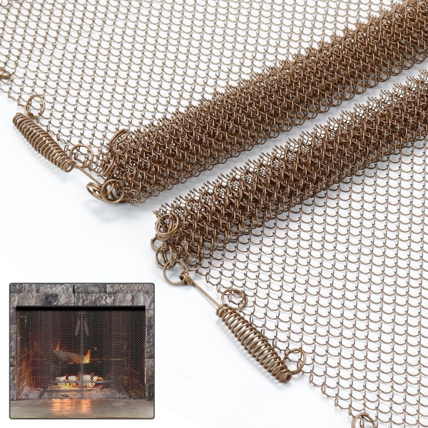 2-pack gnistskydd i metallnät med handtag för hemmets eldstad, 24 tum x 20 tum 24*20in