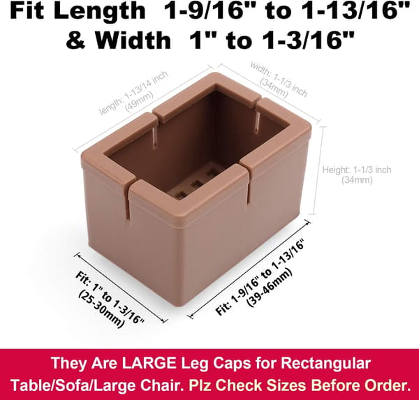16-pack stolskyddsunderlägg i rektangulär form, passar längd 3,9 cm-4,6 cm och bredd 2,5 cm-3 cm (kaffe) coffee