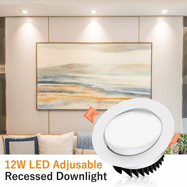 LED-infällda strålkastare 12W Varmvitt 3000K Infälld belysning 40° Justerbar LED-infälld strålkastare för kök, badrum, set om 3