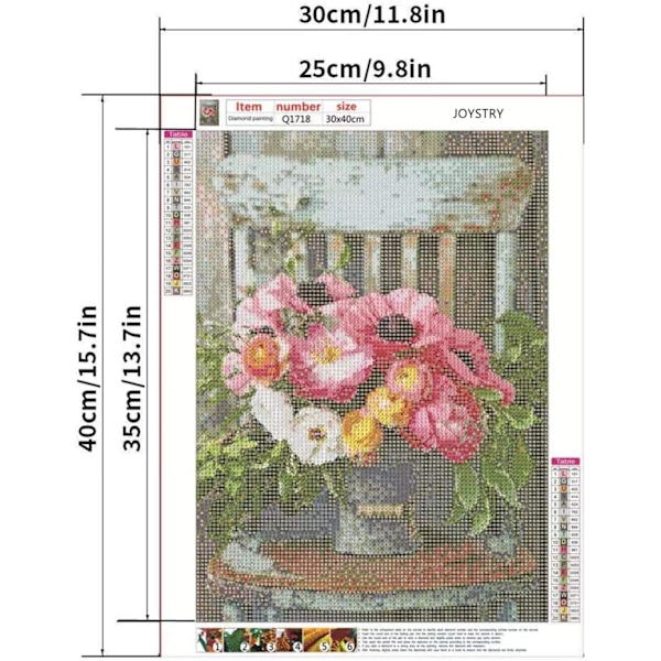 Diamantmålningssats för vuxna, diamantkonstsats för vuxna, diamant full diamant rund kristallkonstmålningssats, blommor 16x12 tum