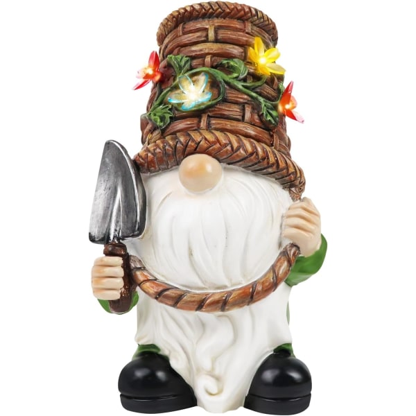 Utomhus Gnome statyer, trädgårdsskötsel present för kvinnor, LED trädgårdslampor Harts för uteplats gräsmatta