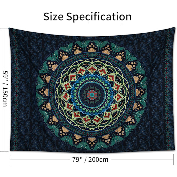 Boho Mandala Gobeläng Estetisk Väggbonad Psykedelisk Hippie Fjäril Gobelänger Vintage Väggkonst Heminredning för Sovrum, Vardagsrum, Sovsal
