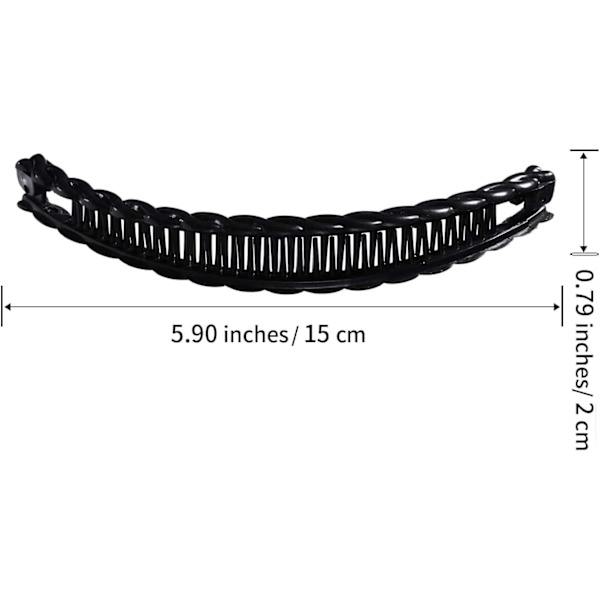En svart och en brun lång banan hårklämma dubbelköp 15cm hårtillbehör