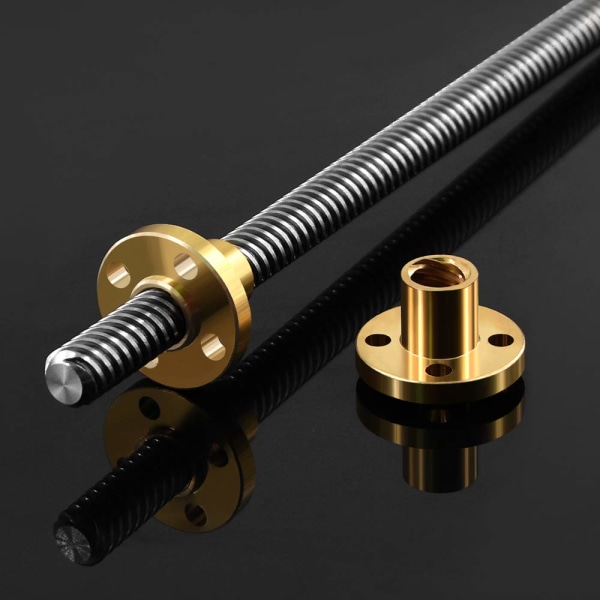 8 mm T8 rostfritt stål gängad stångstyrstång med T8 mutter för 3D-skrivare, 150 mm 150mm