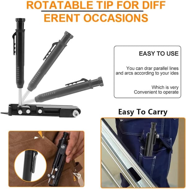 Carpenters Pencil Scribe Tool med Deep Hole Pencil Construction Scriber Marking Tool med 6 st